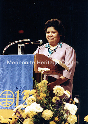 Lenore Mendes at Mennonite World Conference, 1990