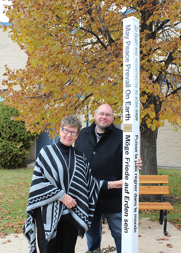 Peace pole reflects prayer for peace and harmony